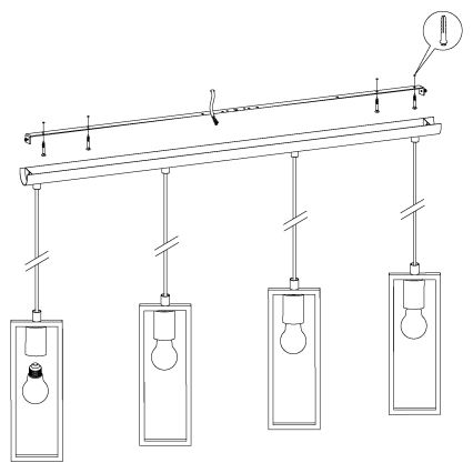 Eglo - Lestenec na vrvici 4xE27/60W/230V