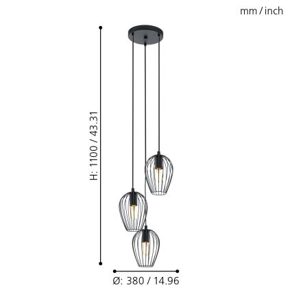 Eglo - Lestenec 3xE27/60W/230V