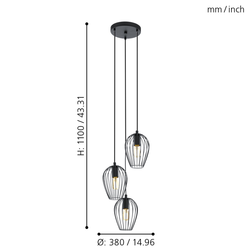 Eglo - Lestenec 3xE27/60W/230V