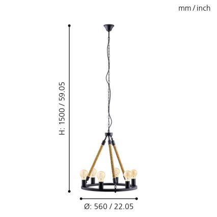 Eglo 49694 - Lestenec na verigi FINDLAY 6xE27/60W