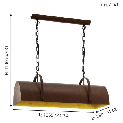 Eglo 49702 - Lestenec na verigi DEERHURST 3xE27/60W/230V