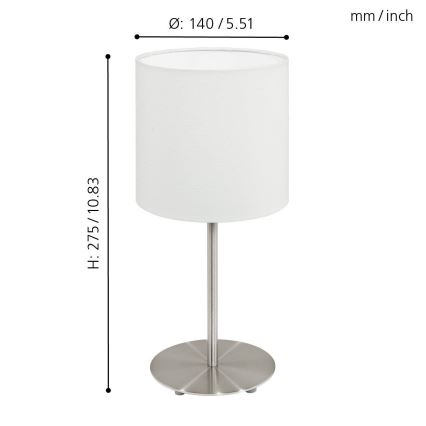 Eglo 54744 - Namizna svetilka ANADIA 1xE14/40W/230V bela/mat krom