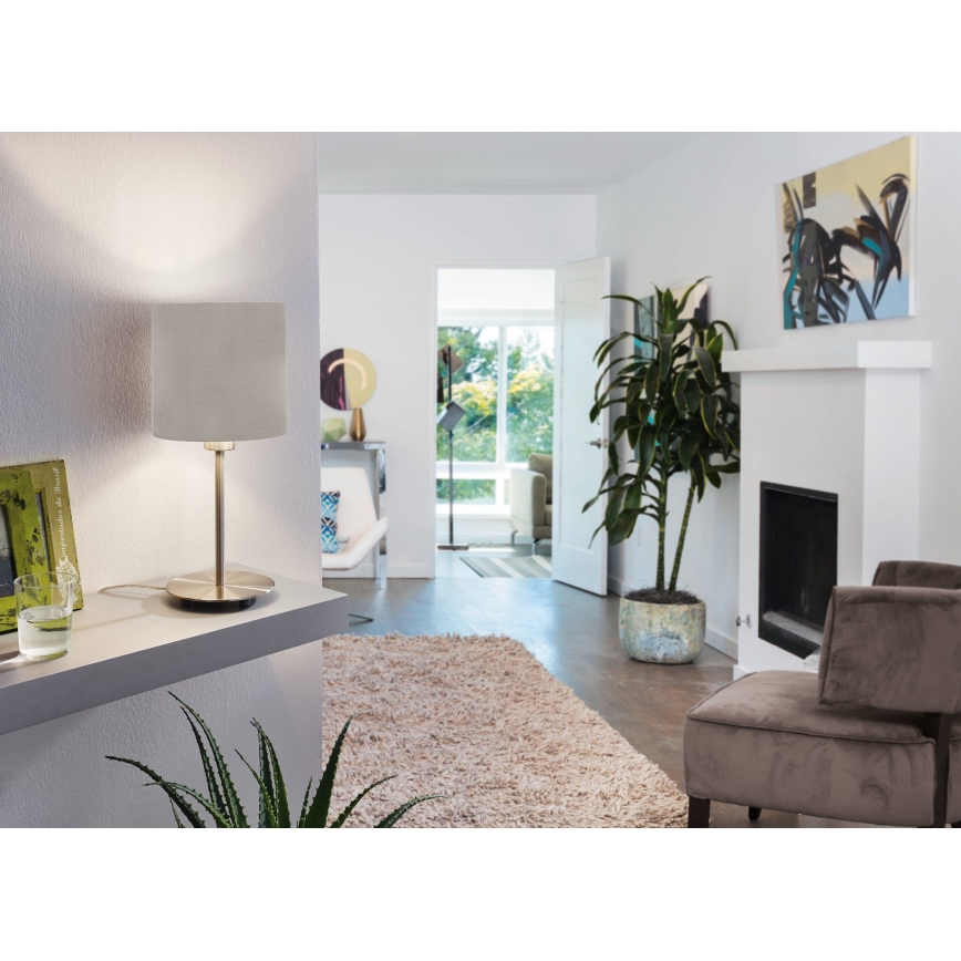 Eglo 54745 - Namizna svetilka ANADIA 1xE14/40W/230V taupe/mat krom
