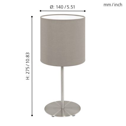 Eglo 54745 - Namizna svetilka ANADIA 1xE14/40W/230V taupe/mat krom