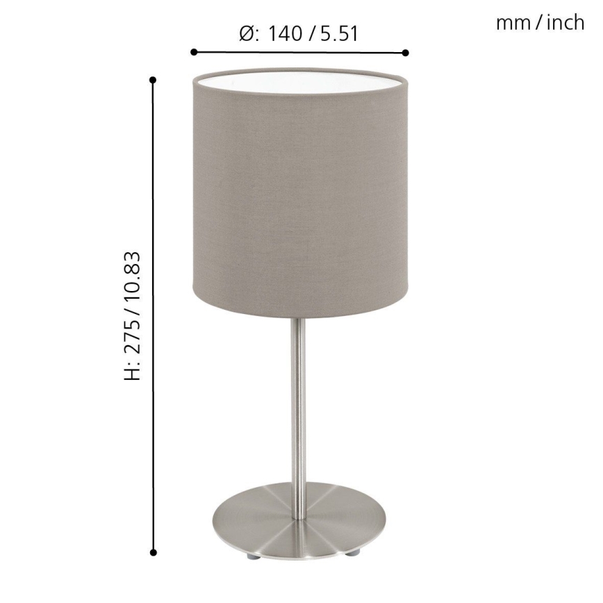 Eglo 54745 - Namizna svetilka ANADIA 1xE14/40W/230V taupe/mat krom