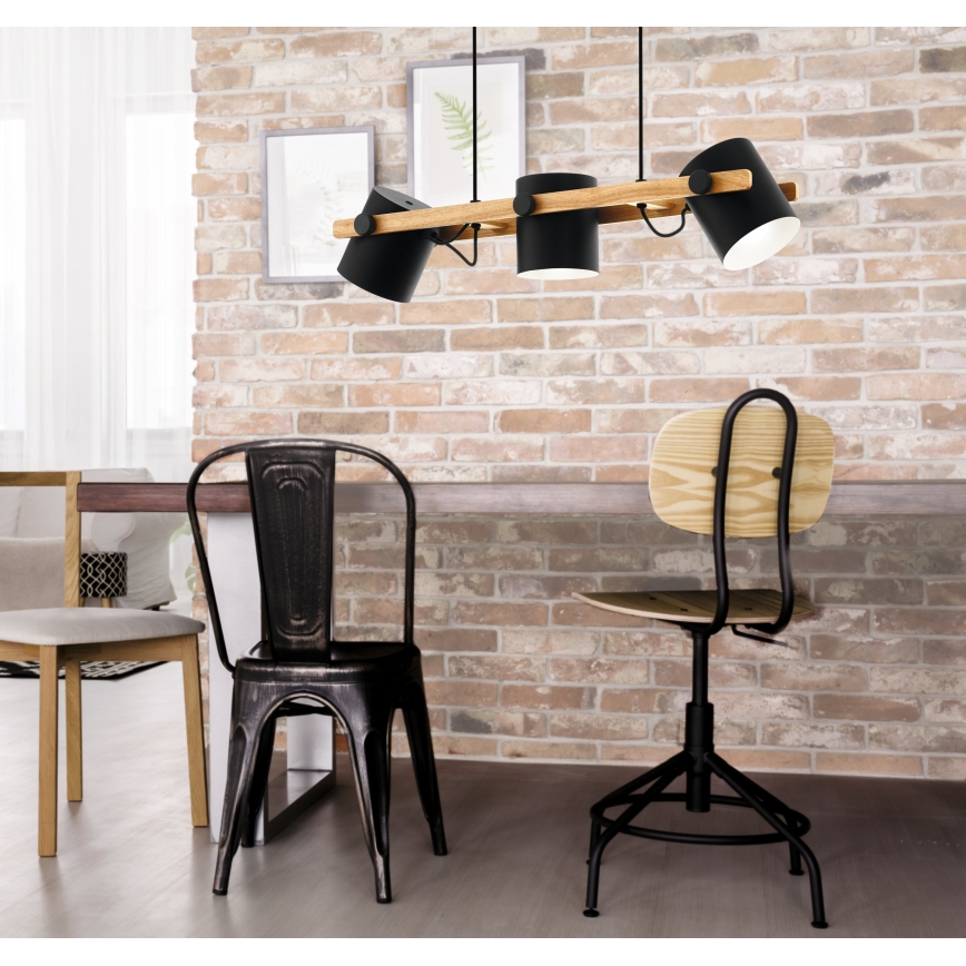 Eglo 55234 - Lestenec na vrvici HORNWOOD 3xE27/60W/230V