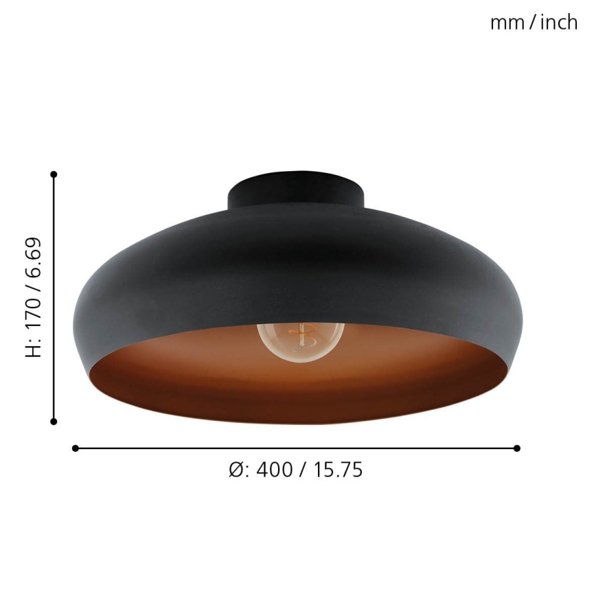 Eglo 55248 - Stropna svetilka MOGANO 1xE27/60W/230V črna