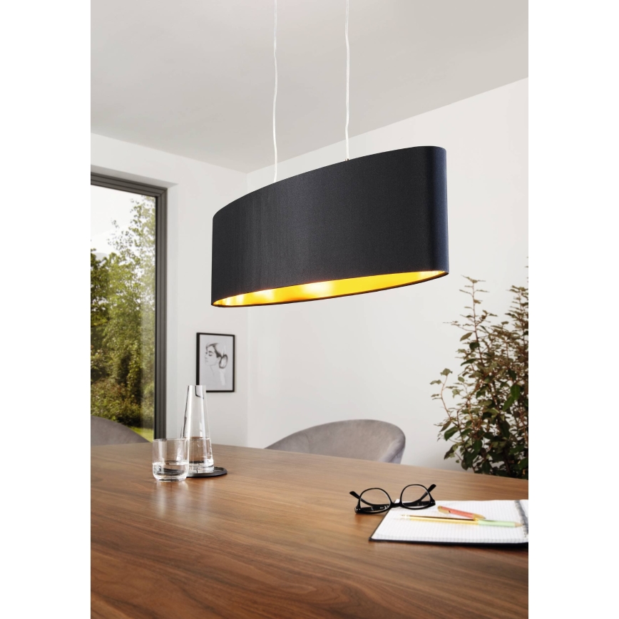 Eglo 55266 - Lestenec na vrvici MASERLO 2xE27/60W/230V črna