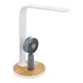 Eglo 55399 - Zatemnjiva polnilna namizna LED svetilka z ventilatorjem LED/6,2W/5V 3000/4000/5000K 2000 mAh bela/rjava