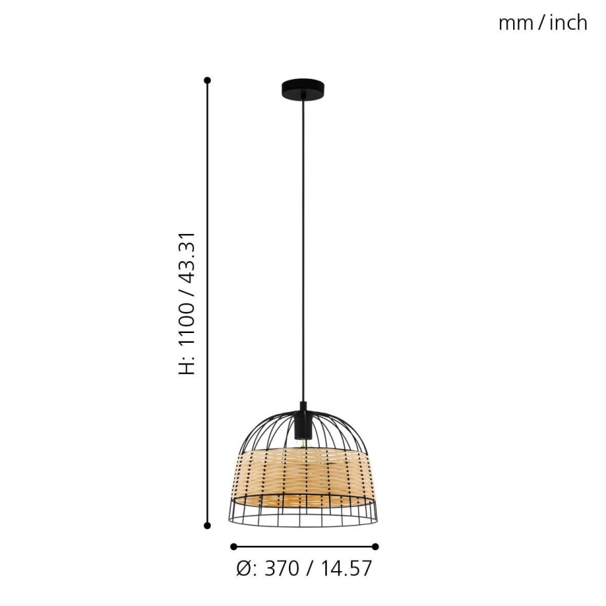 Eglo 55709 - Lestenec na vrvici ANWICK 1xE27/40W/230V ratan