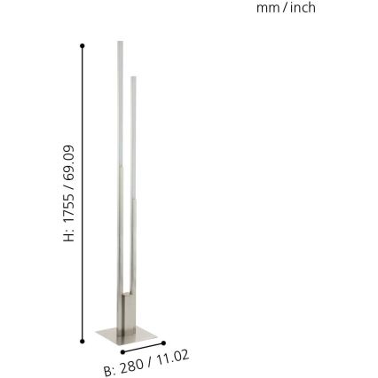 Eglo 55972 - LED RGBW zatemnjiva stoječa svetilka FRAIOLI-C LED/34W/230V 2700-6500K matni krom + daljinski upravljalnik