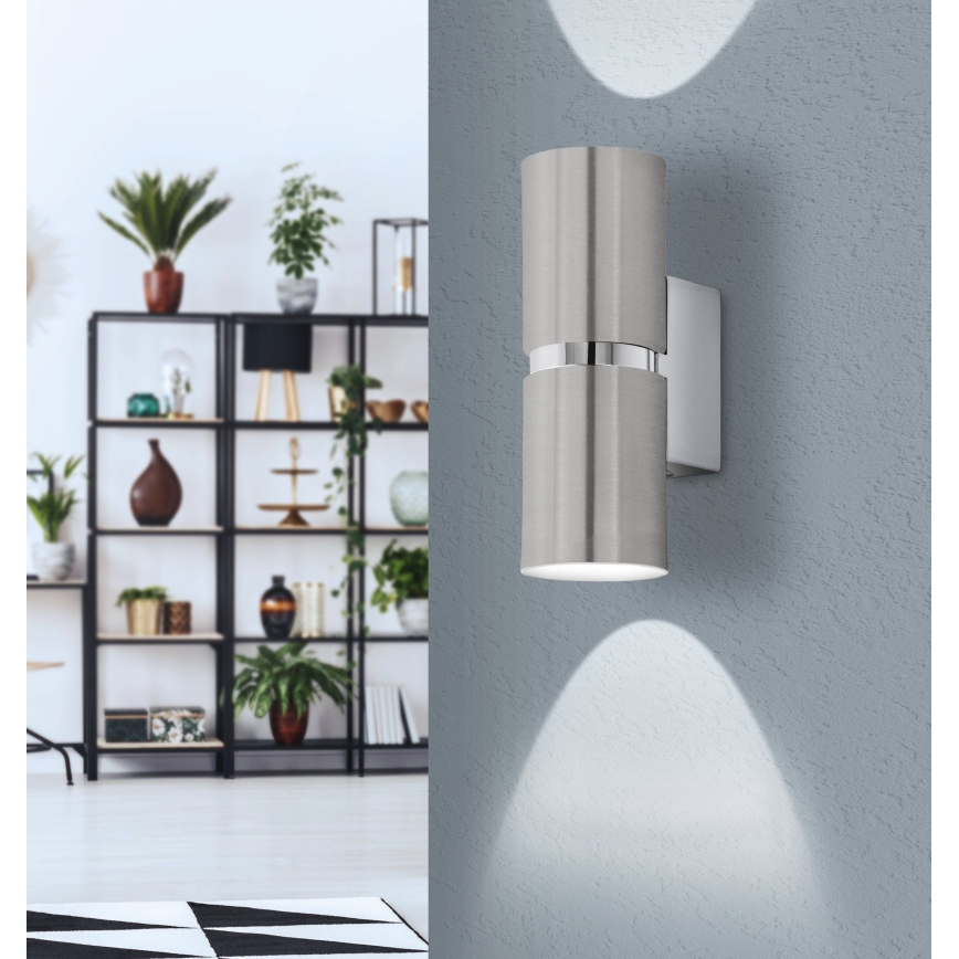 Eglo 64794 - LED Stenska svetilka PASSA PRO 2xGU10/3,3W/230V 3000K mat krom