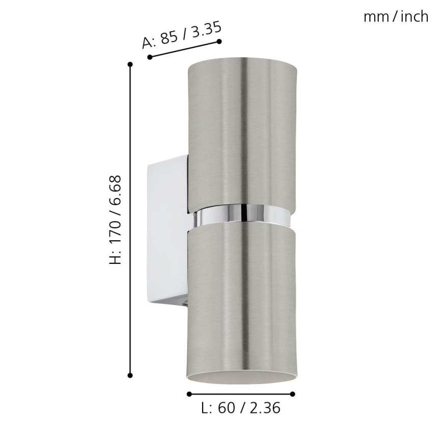 Eglo 64794 - LED Stenska svetilka PASSA PRO 2xGU10/3,3W/230V 3000K mat krom