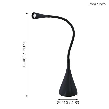 Eglo 64975 - LED Zatemnitven fleksibilna namizna svetilka SNAPORA PRO LED/3,5W/230V 3000K črna