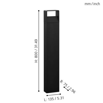 Eglo 65082 - LED Zunanja svetilka DONINNI PRO LED/5W/230V 3000K 40 cm IP44 antracit