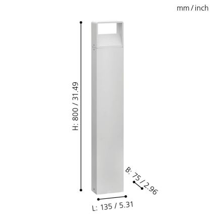 Eglo 65085 - LED Zunanja svetilka DONINNI PRO LED/5W/230V 3000K 80 cm IP44 bela