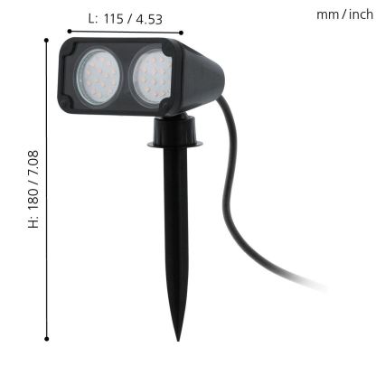Eglo 75315 - LED Zunanja svetilka NEMA 2xGU10/2,8W/230V 3000K IP44