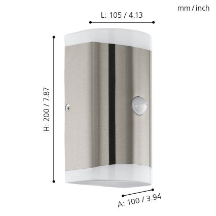 Eglo - LED Zunanja stenska svetilka s senzorjem 2xGU10/4,6W/230V IP44