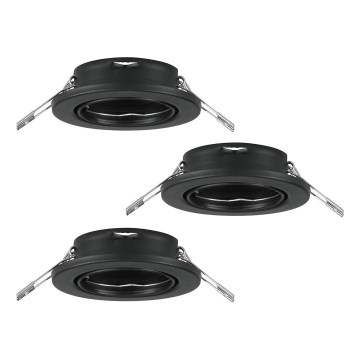 Eglo 75673 - SET 3x Kopalniška vgradna svetilka AGULO 1xGU10/35W/230V IP23 črna