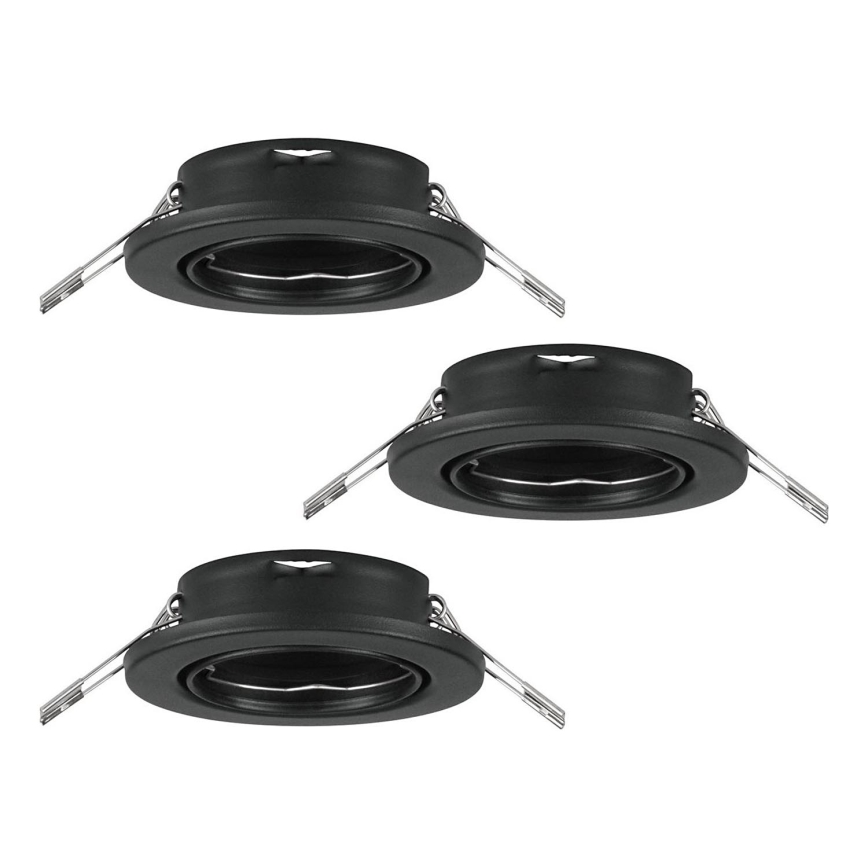 Eglo 75673 - SET 3x Kopalniška vgradna svetilka AGULO 1xGU10/35W/230V IP23 črna