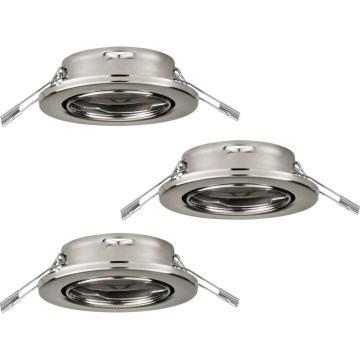Eglo 75675 - SET 3x Kopalniška vgradna svetilka AGULO 1xGU10/35W/230V IP23 mat krom