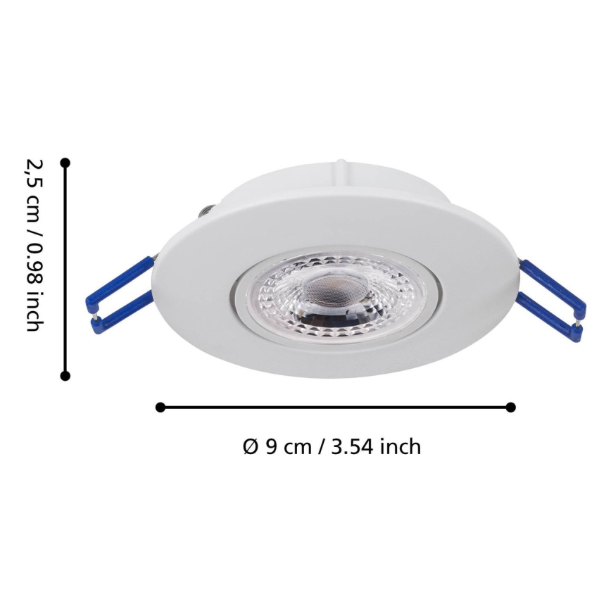 Eglo 75763 - SET 3x LED Vgradna svetilka ZUJAR LED/3,4W/230V bela