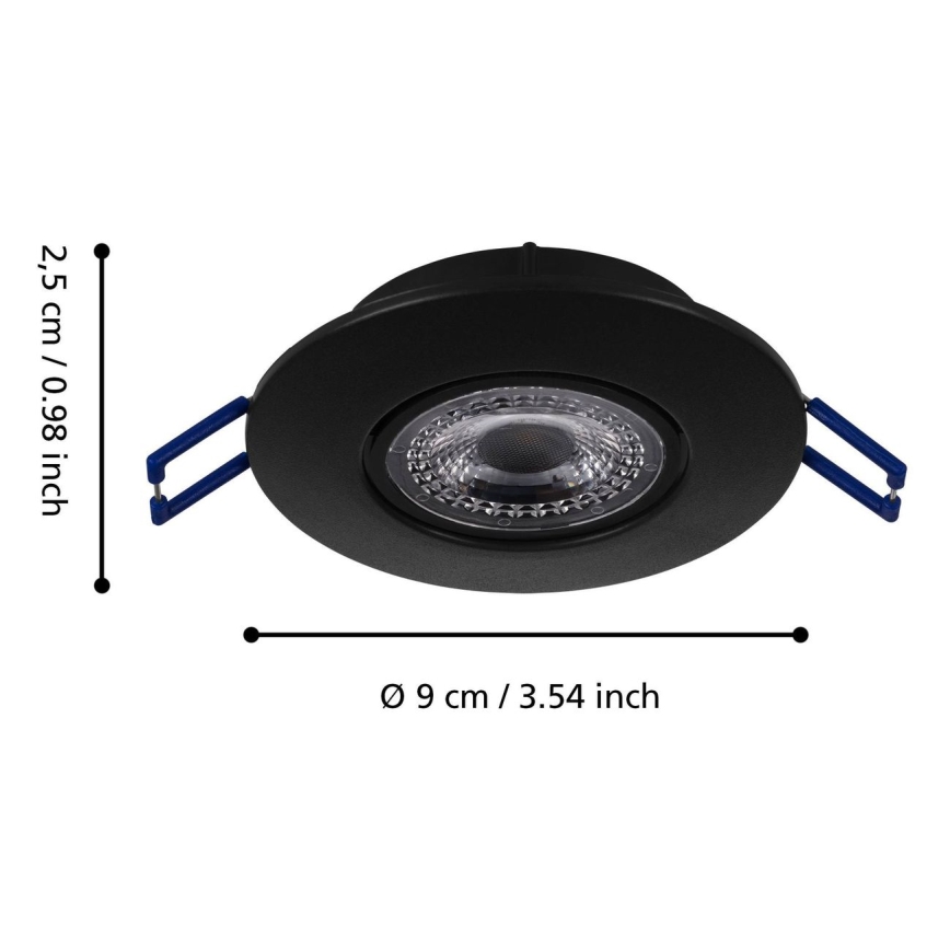 Eglo 75765 - SET 3x LED Vgradna svetilka ZUJAR LED/3,4W/230V črna