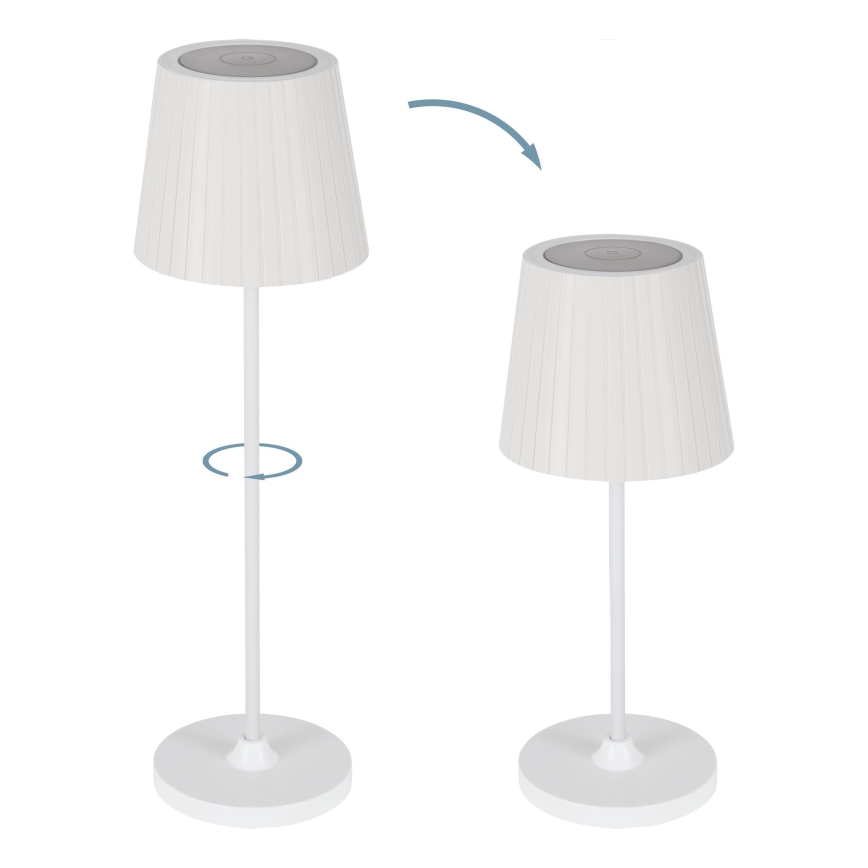 Eglo - Zatemnjevalna LED zunanja polnilna namizna svetilka LED/3,8W/5V 2400/3000/4000K 2000 mAh IP44 bela