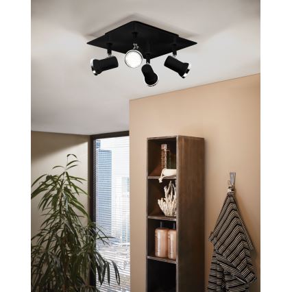 Eglo 780428 - LED Kopalniški reflektor BABILONE 4xGU10/3W/230V IP44 črna