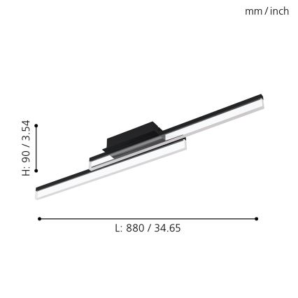 Eglo 780433 - LED stropna svetilka za kopalnico YANGUAS 2xLED/11W/230V 3000K IP44 črna