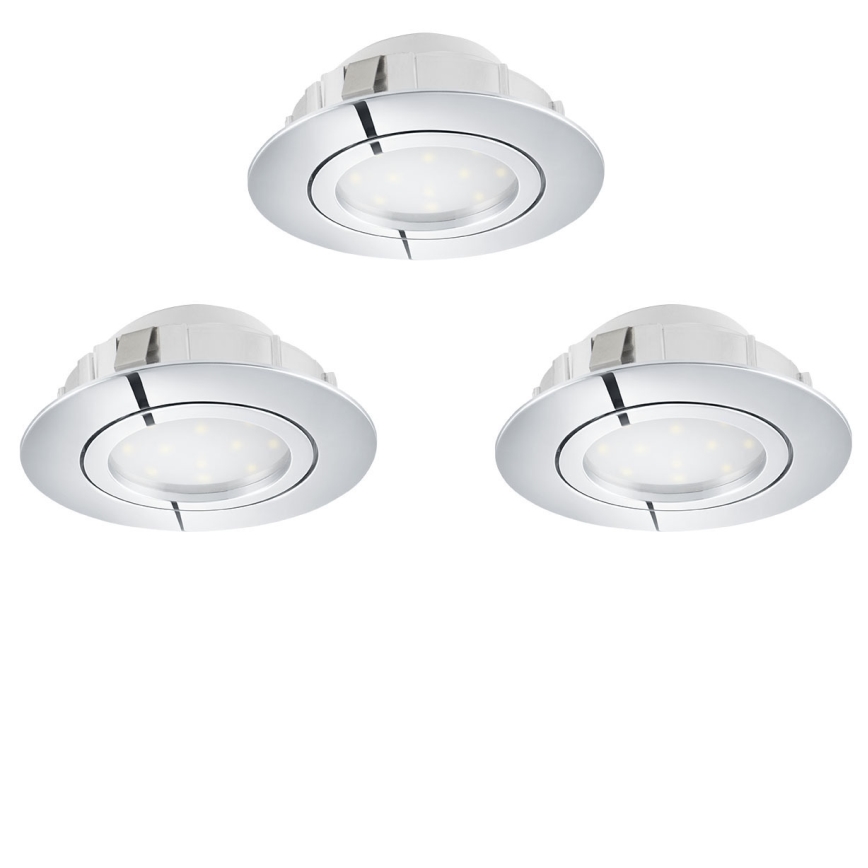 Eglo 78761 - SET 3x LED Zatemnitvena vgradna svetilka PINEDA 1xLED/6W/230V 3000K sijajni krom