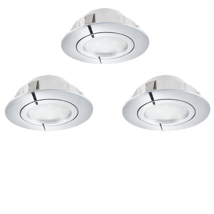 Eglo 78761 - SET 3x LED Zatemnitvena vgradna svetilka PINEDA LED/6W/230V 3000K sijajni krom