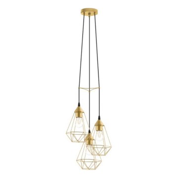 Eglo 79262 - Viseči lestenec na kablu BYRON 3xE27/60W/230V, medenina