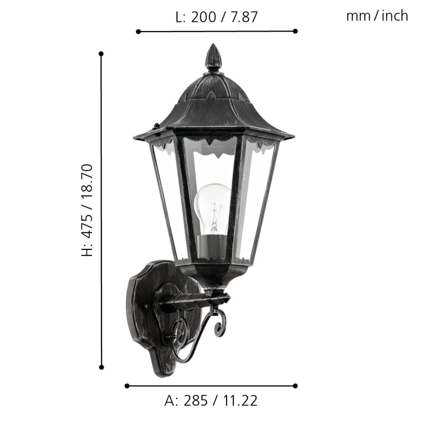 Eglo 79267 - Zunanja stenska svetilka NAVEDO 1xE27/60W/230V IP44