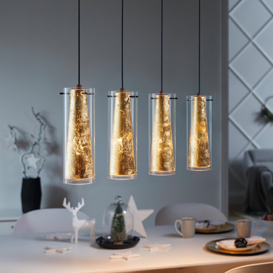 Eglo 79344 - Lestenec na vrvici PINTO GOLD 4xE27/40W/230V zlata