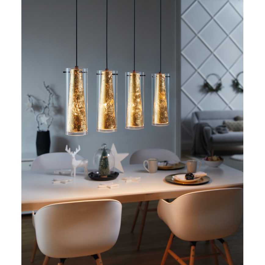 Eglo 79344 - Lestenec na vrvici PINTO GOLD 4xE27/40W/230V zlata