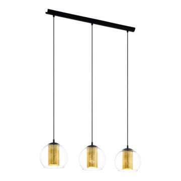 Eglo 79461 - Lestenec na kablu BOLSANO 3xE27/28W/230V zlata/črna