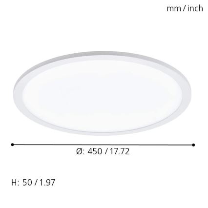 Eglo 79469 - LED Zatemnitvena stropna svetilka POZZALLO LED/21W/230V 2700-6500K bela + Daljinski upravljalnik