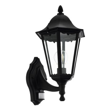 Eglo 79556 - Zunanja svetilka s senzor SANTA LUCIA 1xE27/60W/230V IP44 črna
