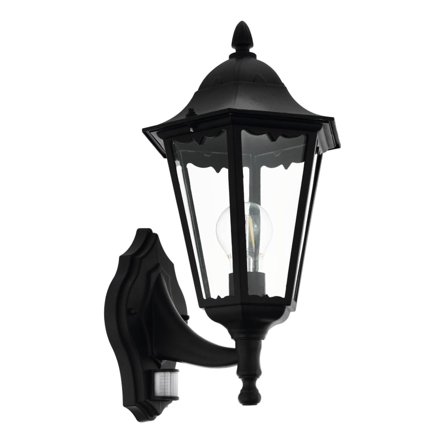 Eglo 79556 - Zunanja svetilka s senzor SANTA LUCIA 1xE27/60W/230V IP44 črna
