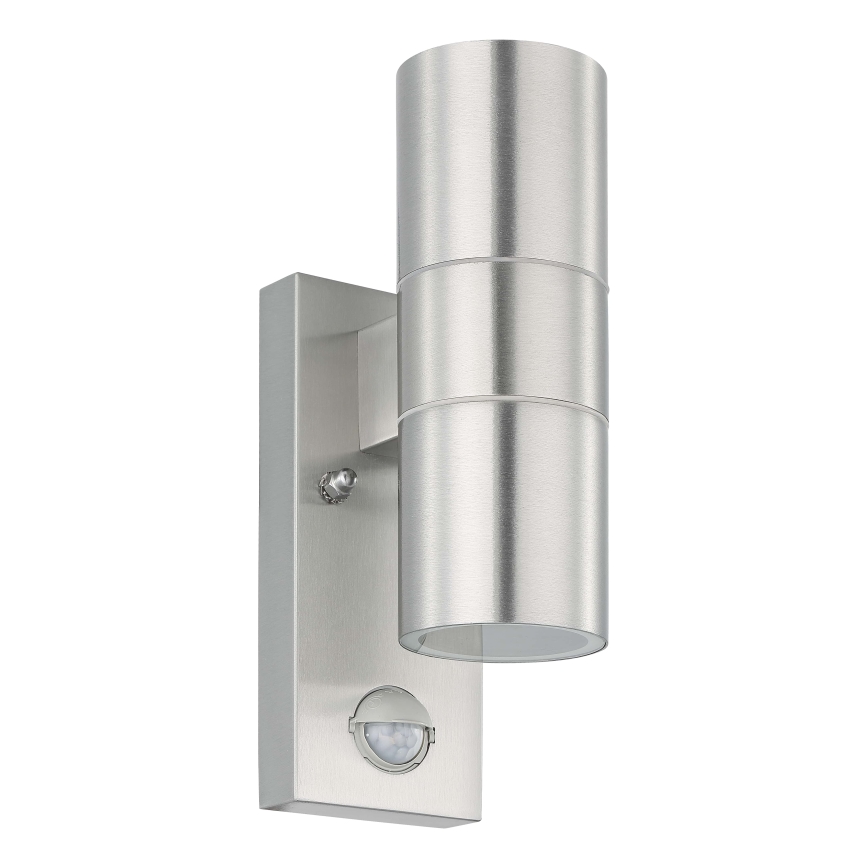 Eglo 79594- LED Zunanja stenska svetilka s senzorjem ARAPONGAS 2xGU10/2,8W/230V IP44 mat krom
