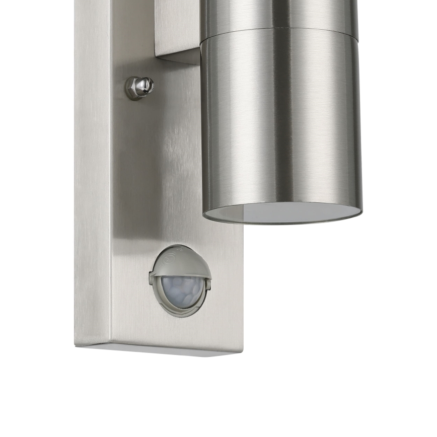 Eglo 79594- LED Zunanja stenska svetilka s senzorjem ARAPONGAS 2xGU10/2,8W/230V IP44 mat krom
