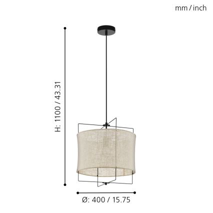 Eglo 79644 - Lestenec na vrvici BRIDEKIRK 1xE27/40W/230V