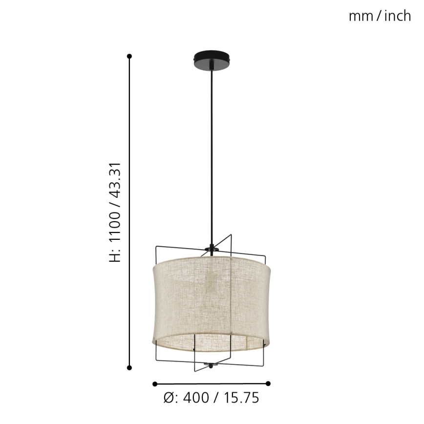 Eglo 79644 - Lestenec na vrvici BRIDEKIRK 1xE27/40W/230V