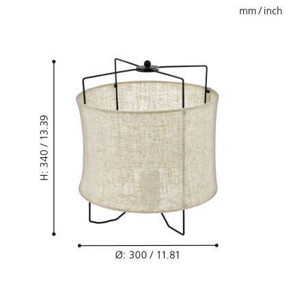 Eglo 79645 - Namizna svetilka BRIDEKIRK 1xE27/40W/230V bežna