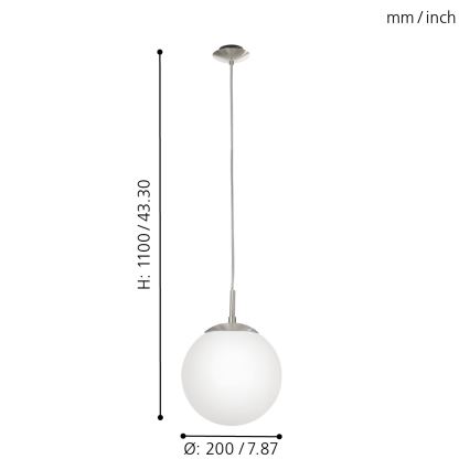 EGLO - Lestenec na vrvici 1xE27/60W/230V pr. 20 cm