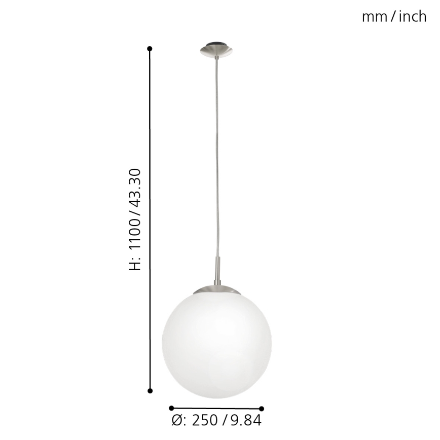 EGLO - Lestenec na vrvici 1xE27/60W/230V pr. 25 cm bela