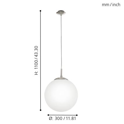 EGLO - Lestenec na vrvici 1xE27/60W/230V pr. 30 cm bela
