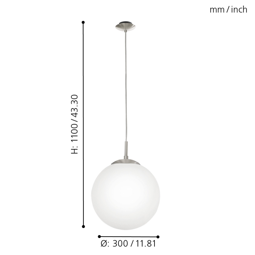 EGLO - Lestenec na vrvici 1xE27/60W/230V pr. 30 cm bela
