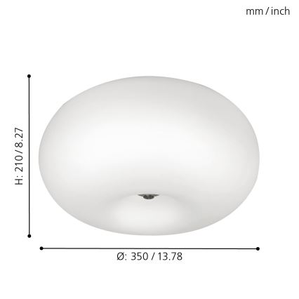 EGLO - Stropna svetilka OPTICA 2xE27/60W/230V opalno steklo pr. 35 cm